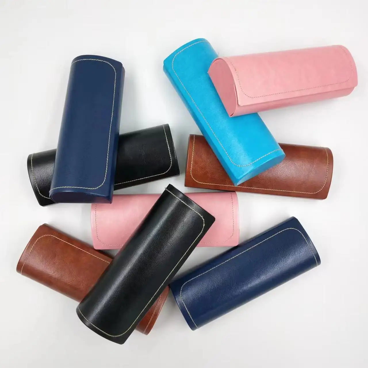 Custom Logo Popular Black Foldable Metal & PU Leather Durable Glasses Case for Sunglasses and Eyeglasses