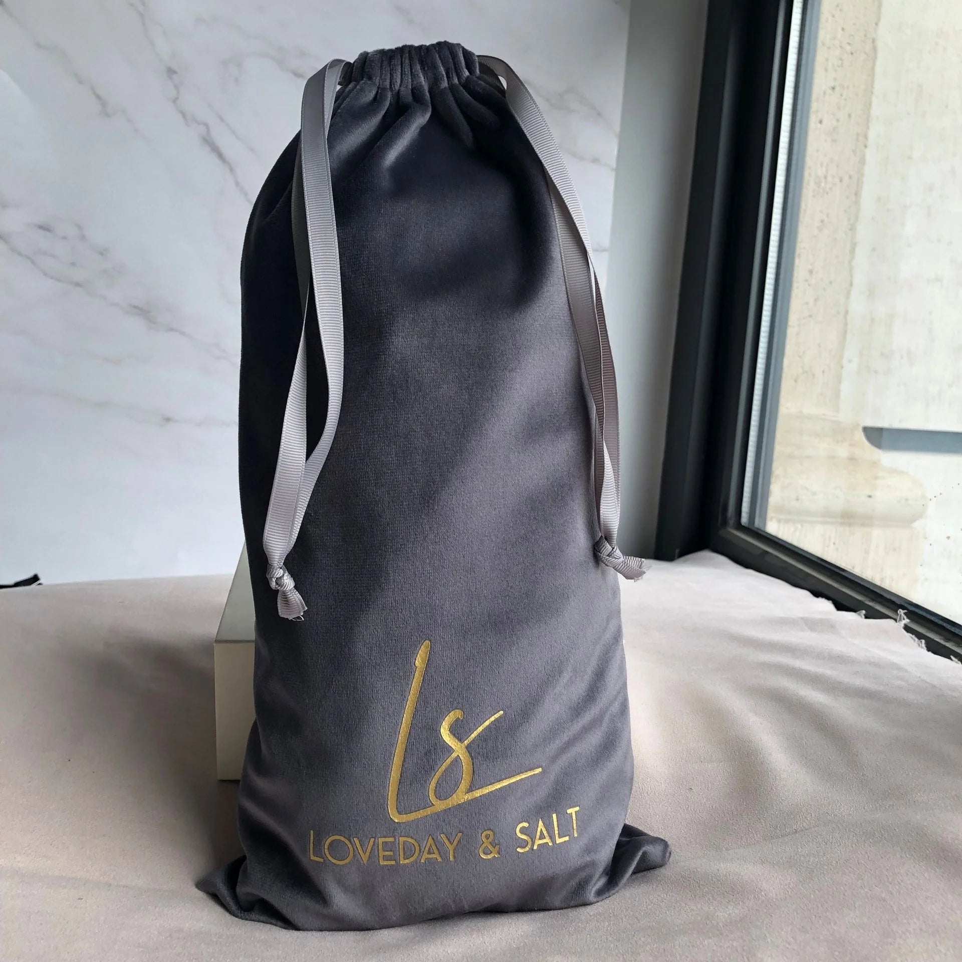 20*40 cm Gray Custom Logo Velvet Shoe Packaging Bag High End Velvet Shoe Pouch