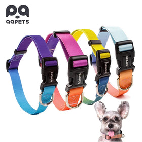 QQpets 2025 Luxury Custom Solid Nylon Pet Dog Collar Multi-Gradient Personalized Sublimation Design Custom Printed Collares Para