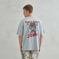 Unisex Cotton Regular Fit Casual Breathable T-Shirt with AUDIO Design in Grey Color