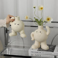 INS Creative Cream White Big Foot Vase Cartoon Home Tabletop Ceramic Vase Lovely Flower Arrangement Crafts