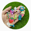 100PCS Resin Colorful Glitter Candy Cat Ice Cream Bird Drinks Flatback Stone Crystal Scrapbook Ornaments DIY Craft Supplies