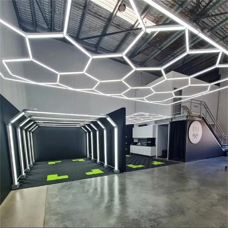 2.4*4.8m Garage LED Flat Light Hex Pattern Design LED for Workshop Event Decoration Decorative LED Lighting