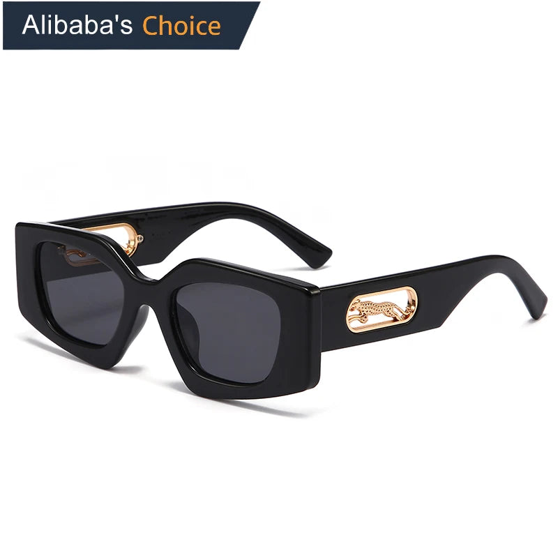 455 Unique Polygonal Cheetah Sunglasses for Women New Fashion Design Gradient Sun Glasses Men Hip Hop Shades Eyewear