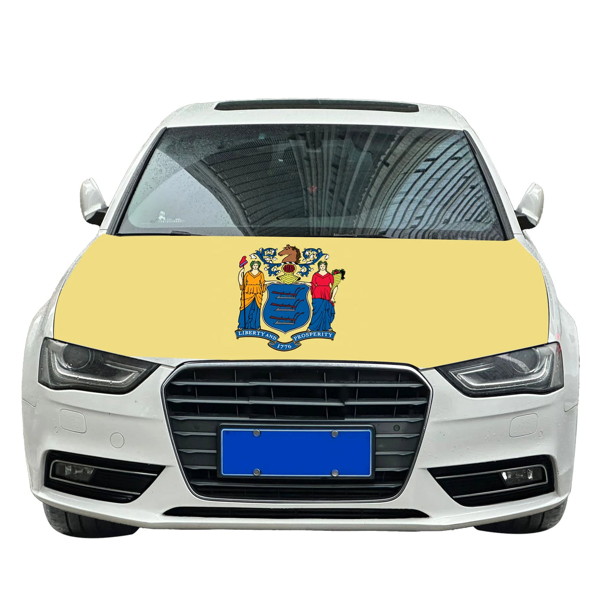 Moldova Car Hood Cover 120x150cm Stretchable National Auto Banner Wholesale Low MOQ Event Free Design Polyester Spandex Factory MegaBDM