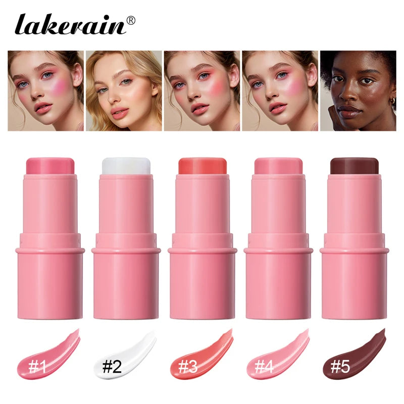 Lakerain Hydrating Glow Blush Waterproof Smooth Moist Shiny pink Blush Moisturizing Face Lip Eye Use Make up Products Blush