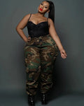 Women Street Casual Sports Camouflage Color Print Plus Size Lady Trousers Bottoms Versatile Camo Baggy Multi Pockets Cargo Pants