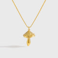 Silverbene Fashion Jewelry Dainty Women 18k Gold Plated Crafted 925 Sterling Silver Mushroom Pendant Necklaces