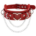 Harajuku Punk Sweet Cool Double Heart Necklace PU Leather Love Chain Necklace