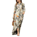 2024 Women's Summer Button Printed Long Sleeve Lapel Dresses Fashionable Vintage Loose Casual Cardigan Dress