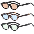 2025Trendy Small Black Oval Glasses Vintage Classic Red Blue Gradient Y2K Irregular Rivets Gradient Shades Sunglasses
