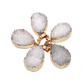 Natural Stone Drop White Crystal Pendant Natural Druzy Pendant Gold Plated Clear Quartz Necklace