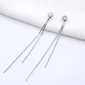 316L Stainless Steel 4mm Zircon Diamond 67mm Snake Chain Link Tassel Stud Earrings for Women