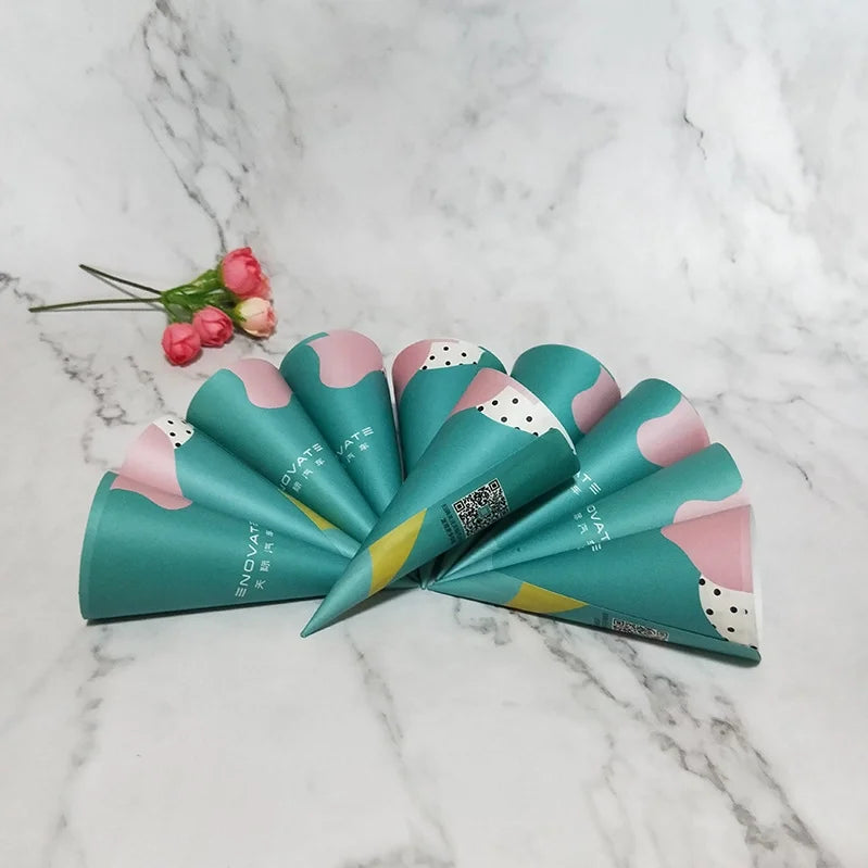 Custom Printed Disposable Paper Tube Holder Drip-Proof Ice Cream Cone Packaging Popular Sweet Ice Cream Holding Trays Free