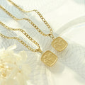 Dainty Dandelion Flower Pvd 18k Gold Plated Plain square Pendant Necklace Gold Charm Necklaces Collier En Acier Inoxydable