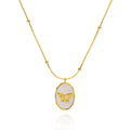 New Light Luxury 18K Gold Plated Brass Chain Natural White Mother-Of-Pearl Butterfly Pendant Necklaces Trendy Unisex Jewelry Hot