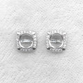 Sterling Silver 4mm/5mm/6mm Semi Mount Stud Earrings Empty Support Blank Setting S925 Base Without Center Stone for DIY Inlay