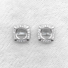 Sterling Silver 4mm/5mm/6mm Semi Mount Stud Earrings Empty Support Blank Setting S925 Base Without Center Stone for DIY Inlay