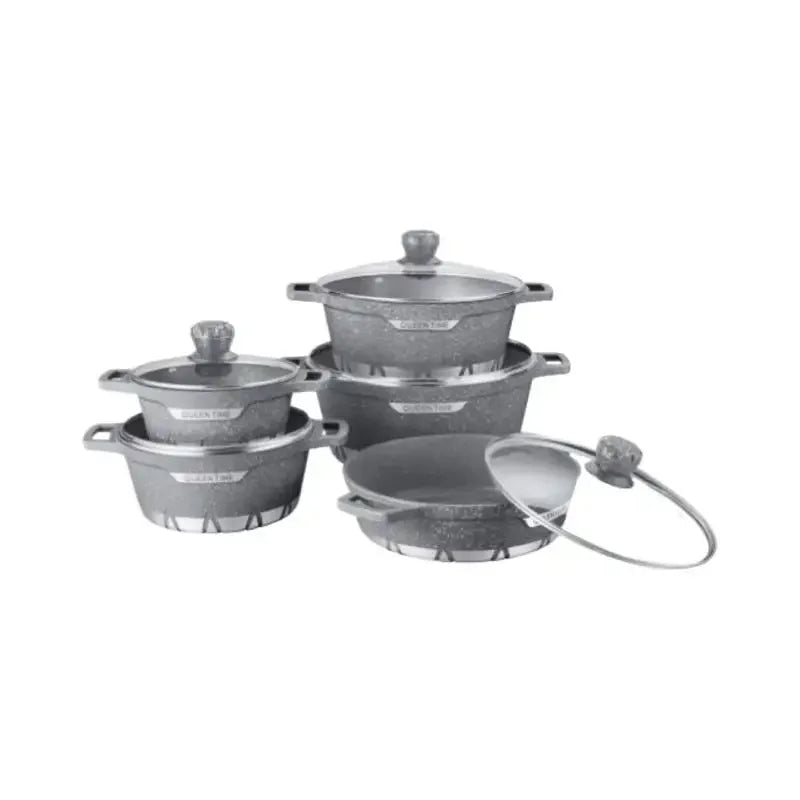 Factory Direct Sale 10pcs Die Cast Nonstick Granite Coating Casserole Pot Set Nonstick Cookware Set for Home Cooking