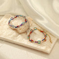 Bohemia Popular Colorful Enamel  Adjustable 18K Gold Plated Stainless Steel Link Chain  Jewelry