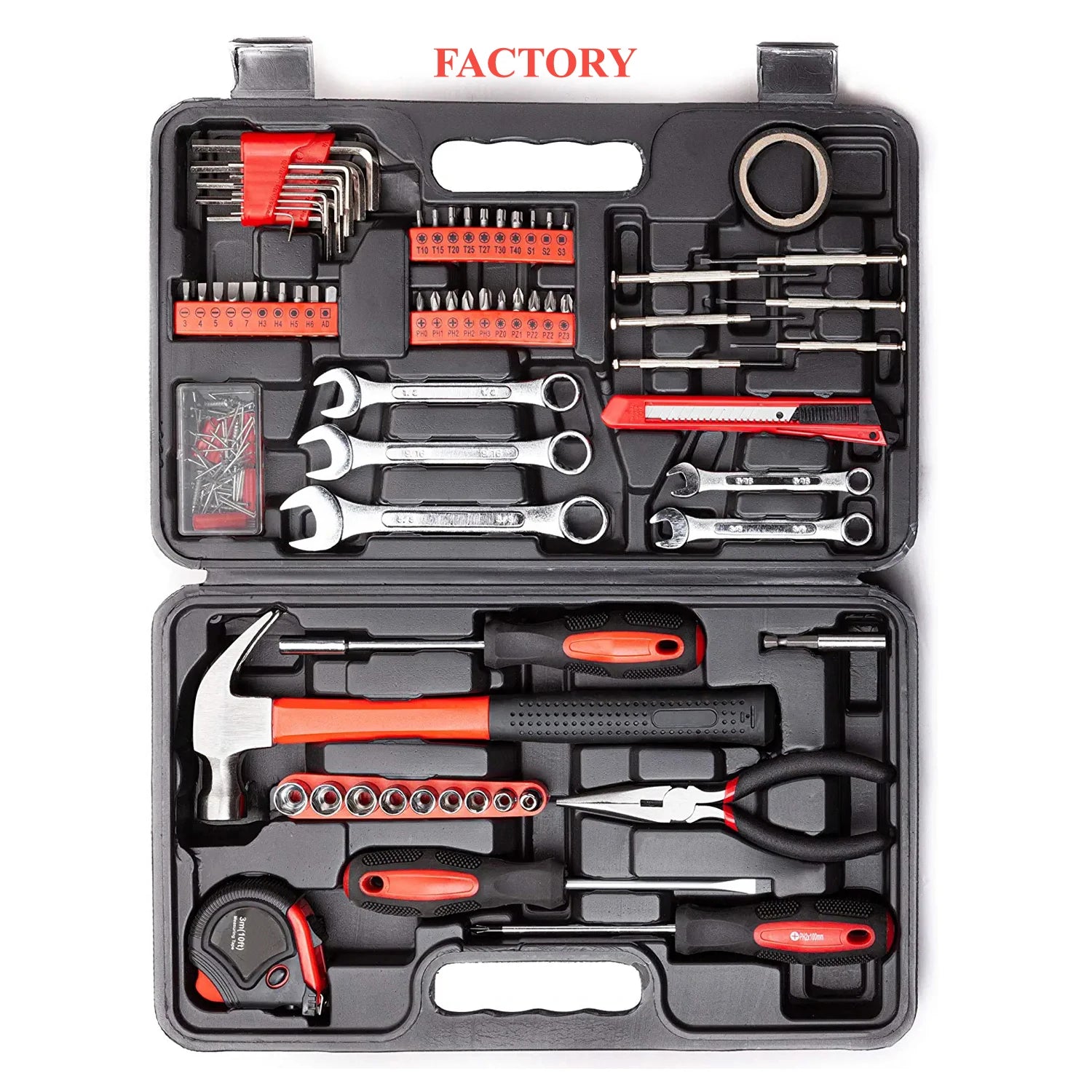 YUHANG 148-Piece General Household Hand Tool Kit with Blue Plastic Toolbox Storage Case OEM Customizable