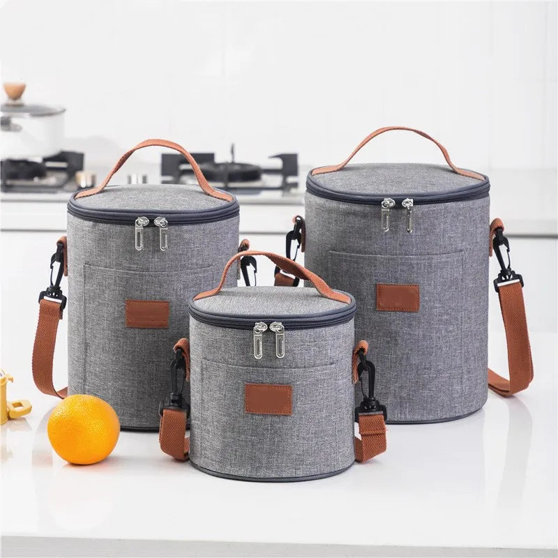 Eco Friendly Cooler Bag Insulated Lunch Bag in Office Cylindrical Bag to Lunch