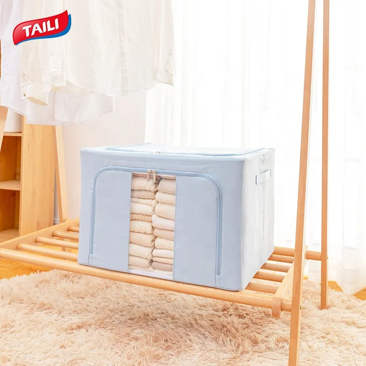 Hot Sales Strong Bearing Captacity Waterproof Oxford Fabric Storage Box With Steel Frame Clothes  Storage Bags