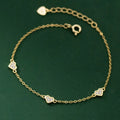 Cubic Zirconia Heart Shape 925 Sterling Silver Gold Plated Charm Bracelets Women Fashion Jewelry
