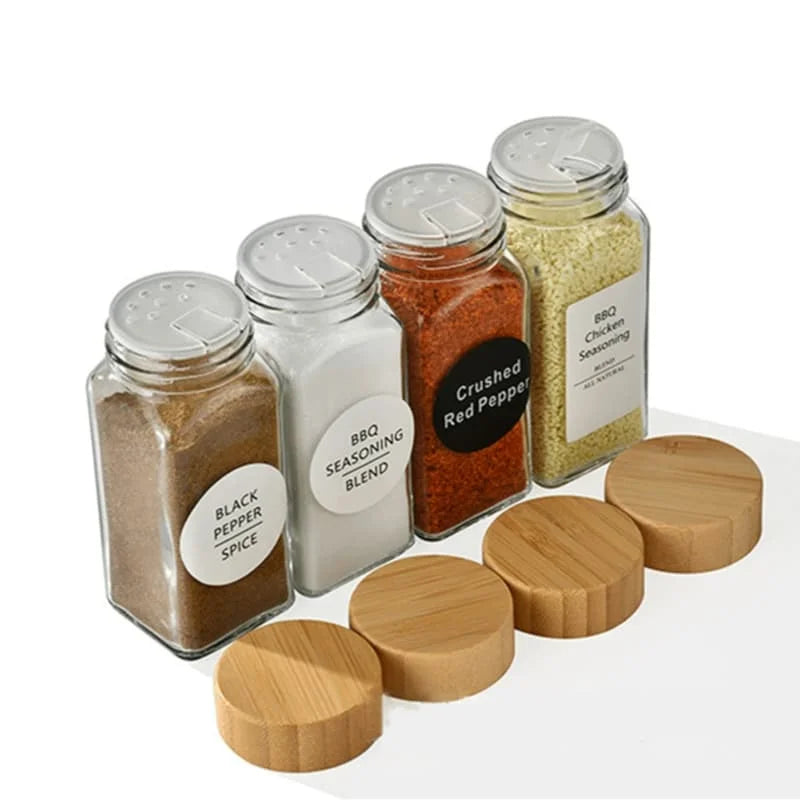 Eco-Friendly 4oz Glass Storage Jars with Lids Herb & Spice Tool Set for Convenient Storage