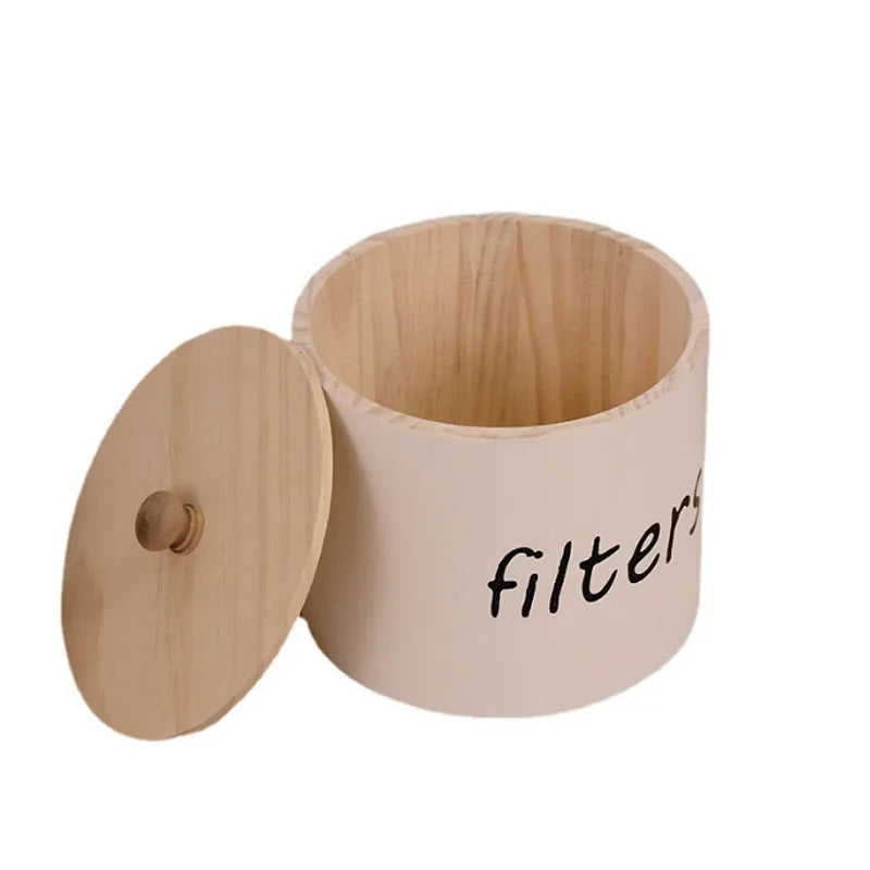 Premium Pine Wood Salt and Pepper Bowl with Folk Art Style Wooden Spice Box for Sugar Pepper Spice Polished with Lid