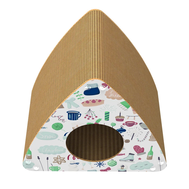 Sustainable Large Wooden Cat Furniture Corrugated Cardboard Post Sisal Material Popular Scratcher Tunnel Ramp Lounge Cat Tree