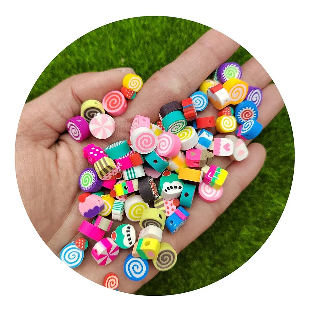 Lollipop Candy Cup Cake Fruit Shape Polymer Clay Spacer Beads for Bracelet Making Jewelry DIY Accessories