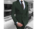Dark Green Men's Suit Classic Business Double Breasted Peaked Lapel Wedding Banquet Slim Fit Three Piece