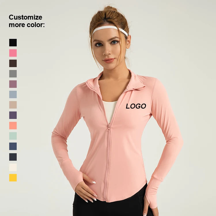 New Women Training Top Zipper Quick-drying Breathable Outwork Sports Plus Size Wear Long Sleeve Jacket  Yoga Fitness Top