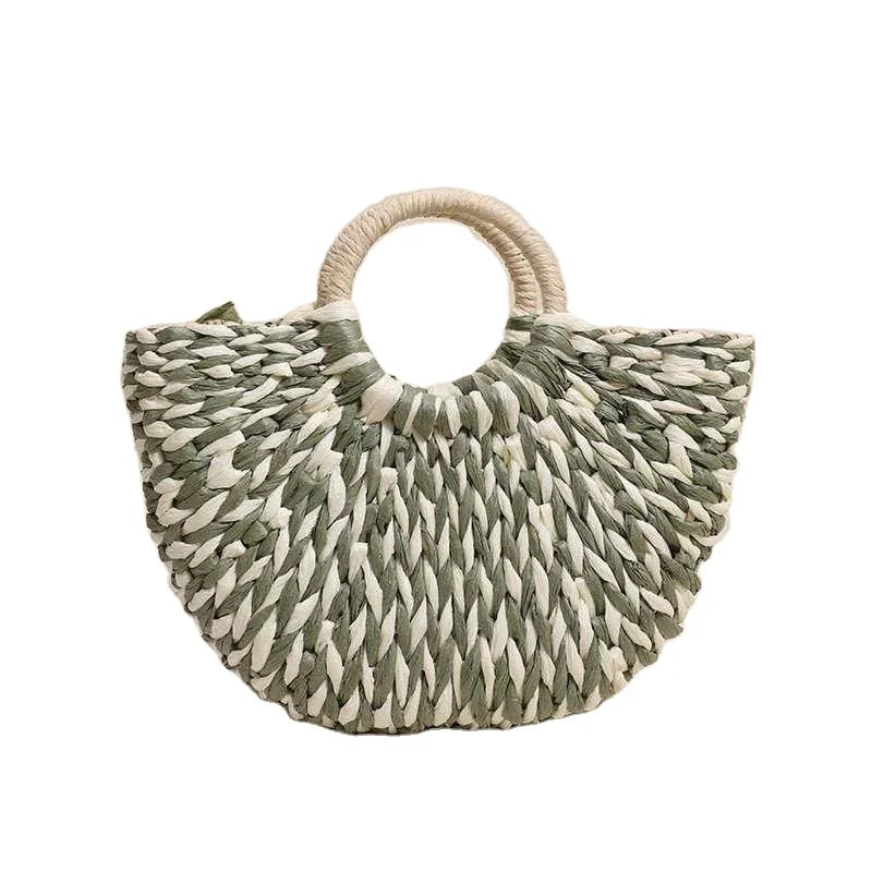 Special New Style Semi-circle Three Colors Handwoven Casual Paper Straw Bag for Women Summer Beach Vacation