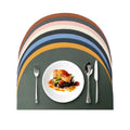 European Style Waterproof and Oil Proof Pu Leather Semi Circle Table Mats Sets Dining Customize Round Placemat