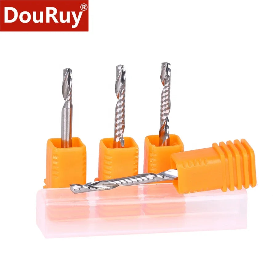 DouRuy Grade-A 3.175/4/5/6mm High Quality Carbide CNC Router Bits One Single Flute End Mill Tools Milling Cutter