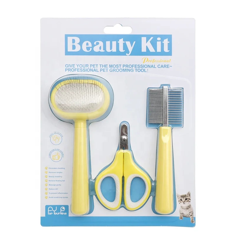 Factory Wholesale 3 in 1 Pet Products Cat Pet Clean Tool Dog Pet Grooming Brush Kit