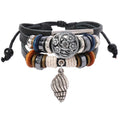 Wholesale New Fashion Beaded Bracelets for Men and Women Genuine Leather with Conch Pendant Charm Jewelry