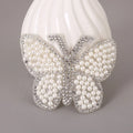 New Arrival Shimmery White Beaded Rhinestone Clothing Patch Heat Seal Adhesive Glitter Butterfly Garment Accessory