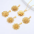 JXX Wholesale Fashion Indian Brass 24K Gold Plated Jewelry JXX Women's Flower Pendant Charm with Zircon Main Stone for Children