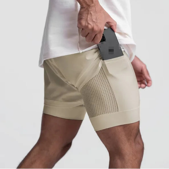 Custom LOGO 2 in 1 Summer Breathable Sports Workout Gym Men's Shorts