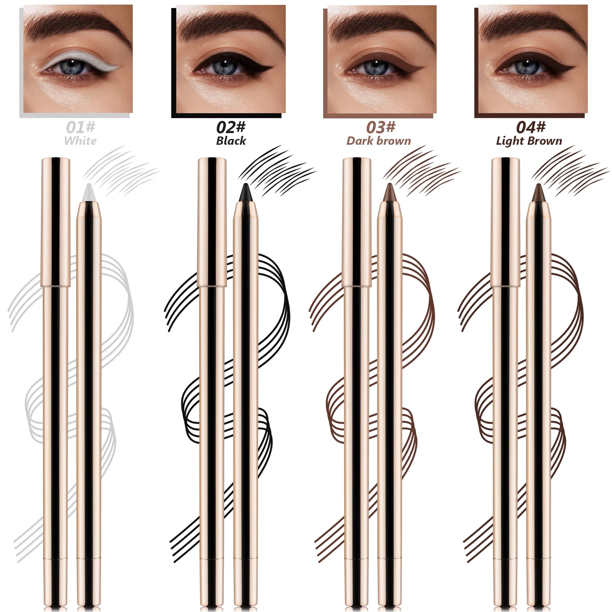 Wholesale Vegan Gel Eyeliner Pencil Gold Matte Finish Private Label Waterproof Colored Eye Liner