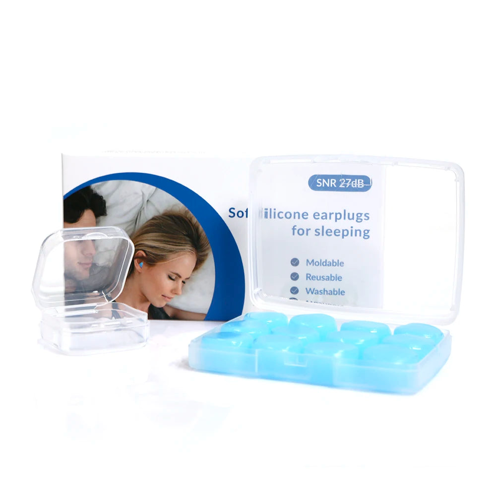 Reusable Silicone Gel Earplugs Noise Cancelling Ear Plugs Moldable Wax Reusable Ear Protection for Sleeping Snoring Swimming