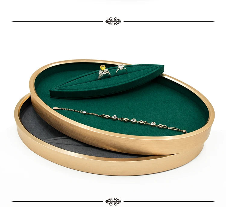 Fashion Elegant Metal Oval Multi-functional Ring Necklace Bracelet Jewelry showcase Display Tray for showcase