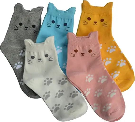 2022 Hot Girls Socks & Hosiery Women's Cat Paws Pattern  Cute Animal Socks Sunflower Owl Sloth Gifts Socks for Women