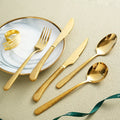 New 304 Hammered Stainless Steel Wedding Flatware Set Knife Fork Spoon Gold Cutlery Set
