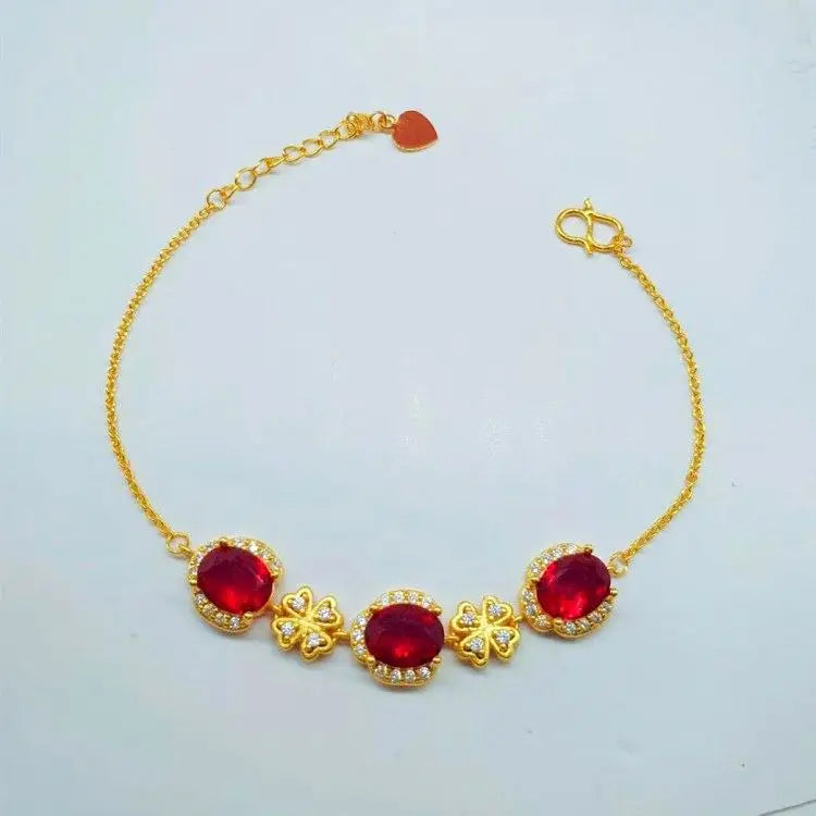Dubai Jewelry Gold PlatedDiamond Gemstone Bracelet Exquisite Craftsmanship Gold Plated Diamond Gemstone Bracelet Ladies Jewelry