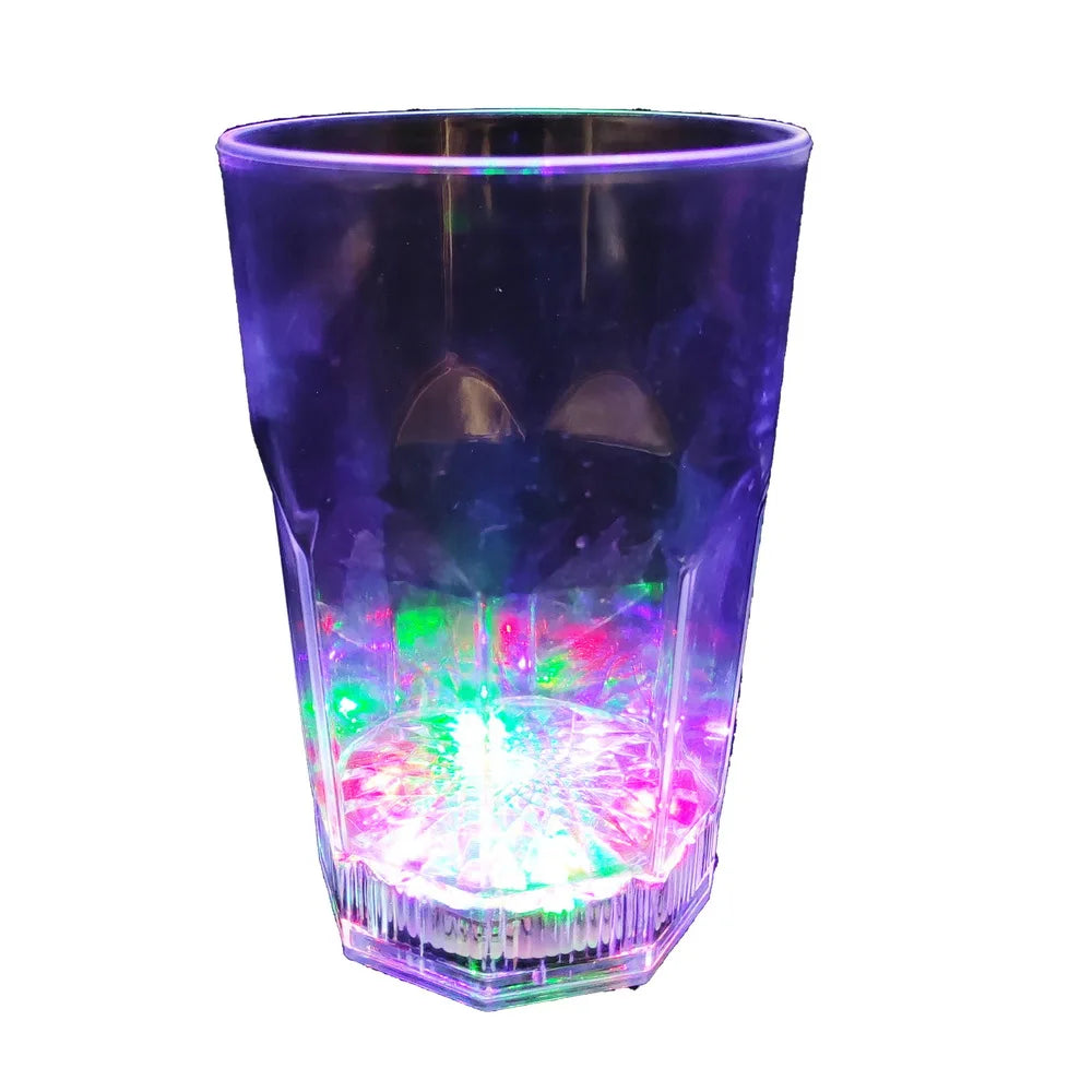 370ml LED Flashing PS Plastic BPA Free Food Grade Transparent CE Certified Custom Logo Drinking Mug for Party Gifts