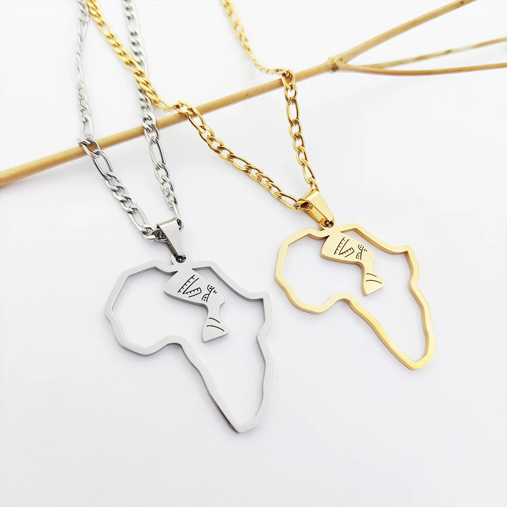 Classic Egyptian Queen Nefertiti Pendant Necklaces Stainless Steel Cutout Necklace Pendant Jewel Fashion Necklace 2022 Trendy